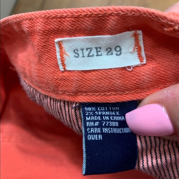 Madewell Orange Cuffed Hem Jean Shorts - Picture 6 of 9